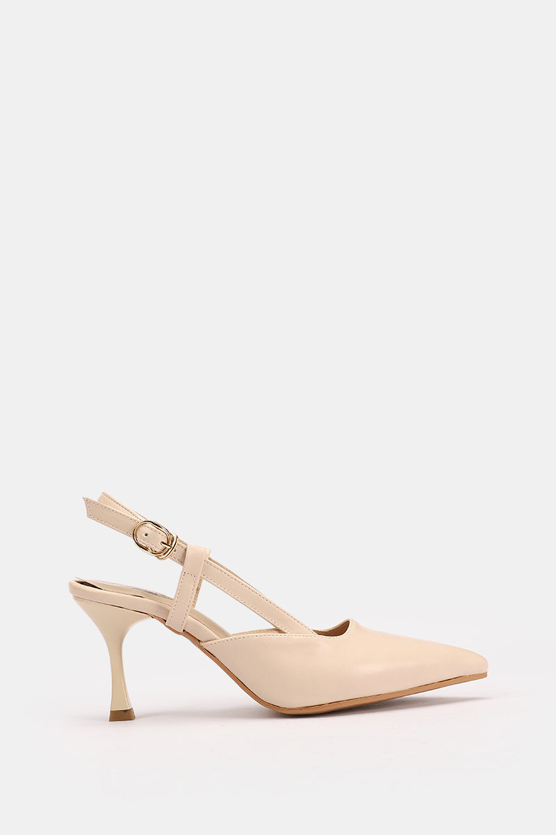 SLINGBACK BEIGE KITTEN HEELS