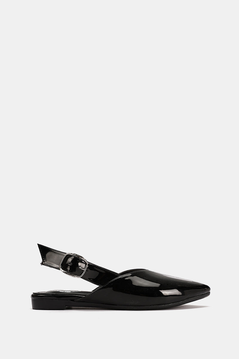 SLINGBACK BUCKLE BLACK VERNE MULE