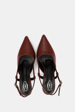 SLINGBACK BURGUNDY KITTEN HEELS