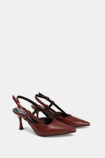 SLINGBACK BURGUNDY KITTEN HEELS