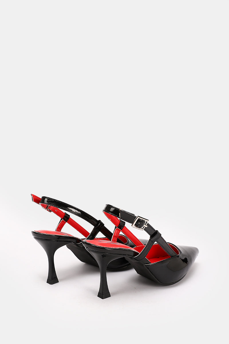 SLINGBACK BLACK VERNE KITTEN HEELS