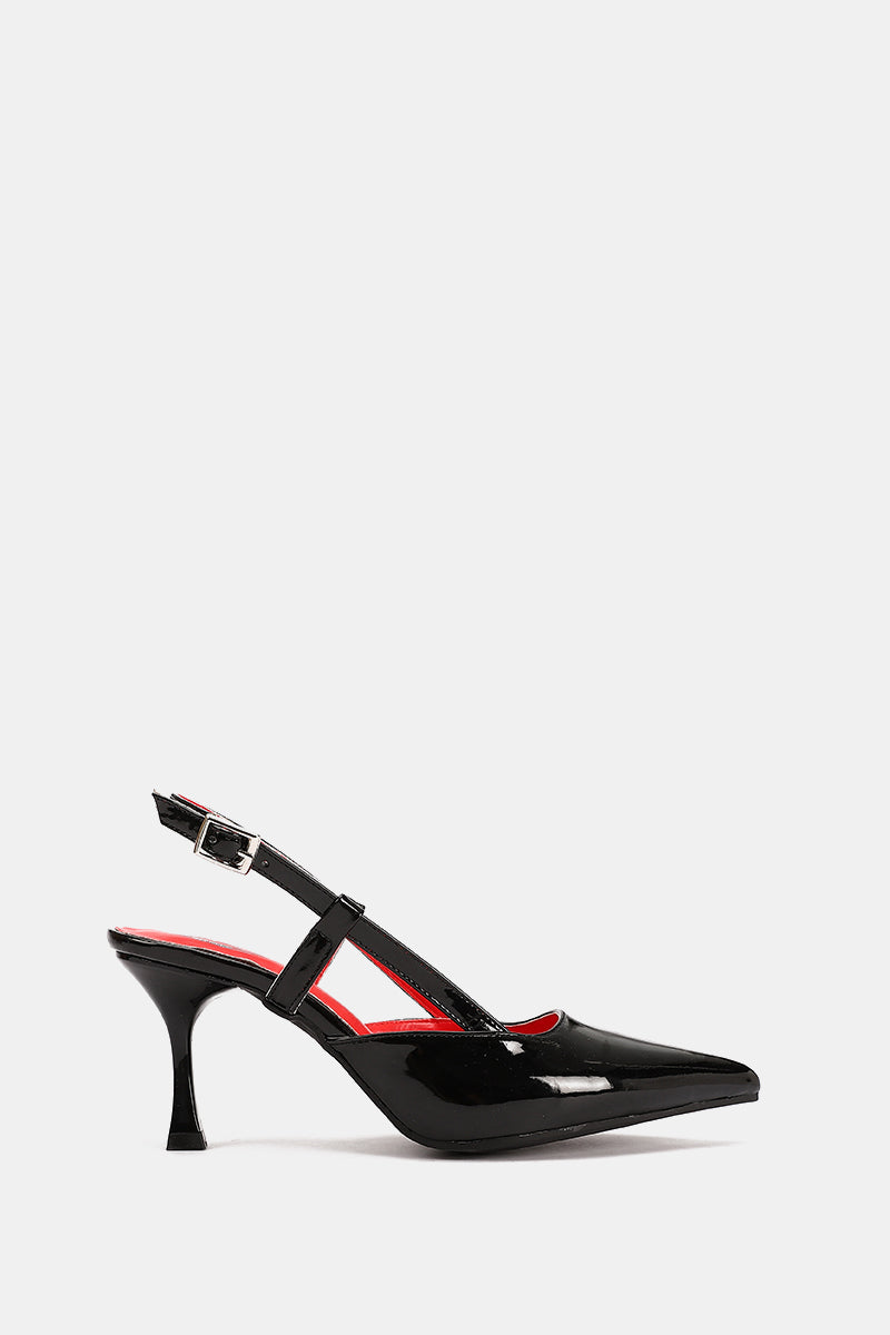 SLINGBACK BLACK VERNE KITTEN HEELS