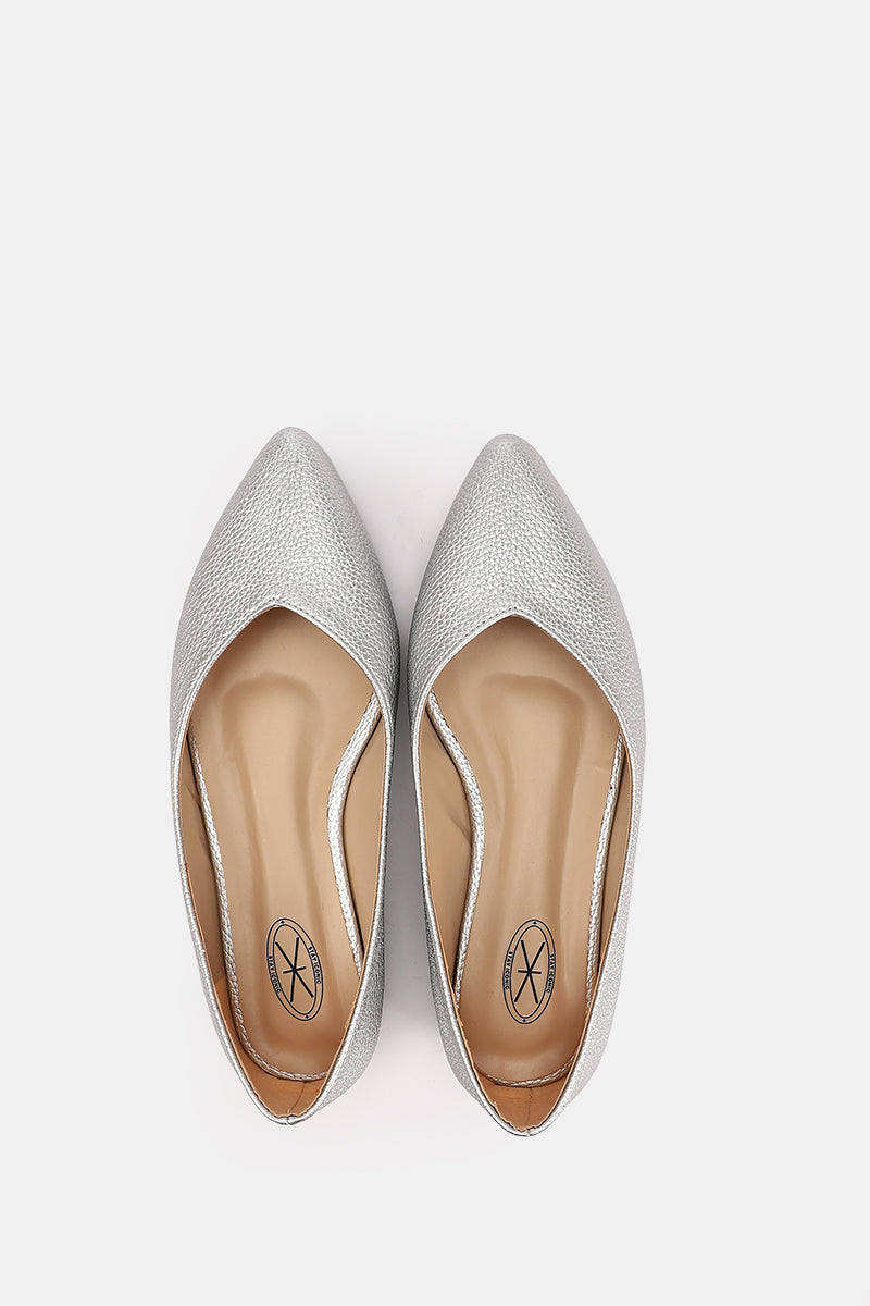 SILVER FLAT LEATHER BALLET