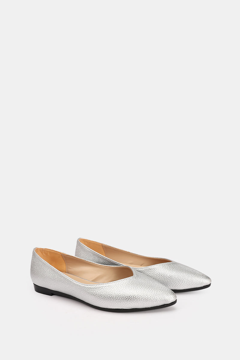 SILVER FLAT LEATHER BALLET
