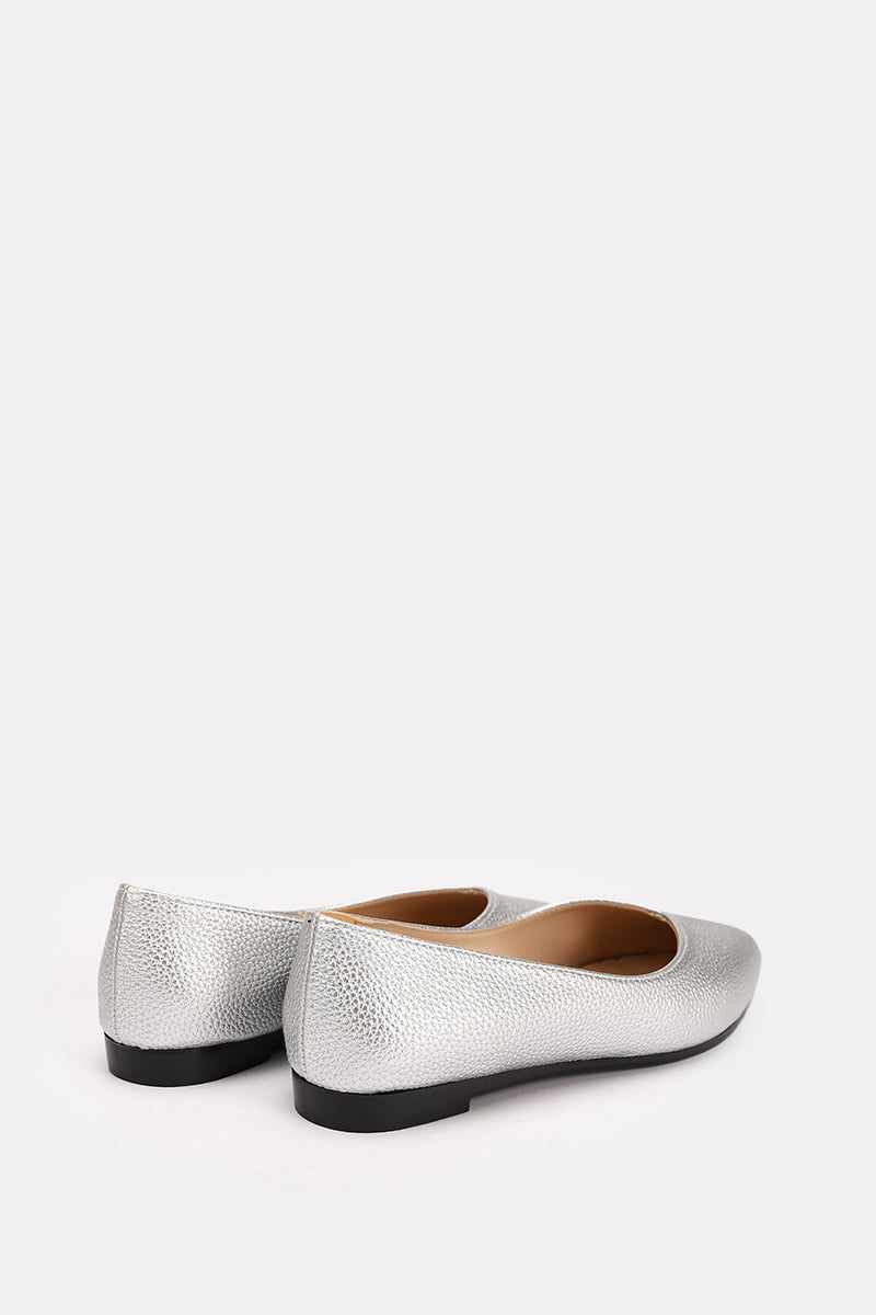 SILVER FLAT LEATHER BALLET