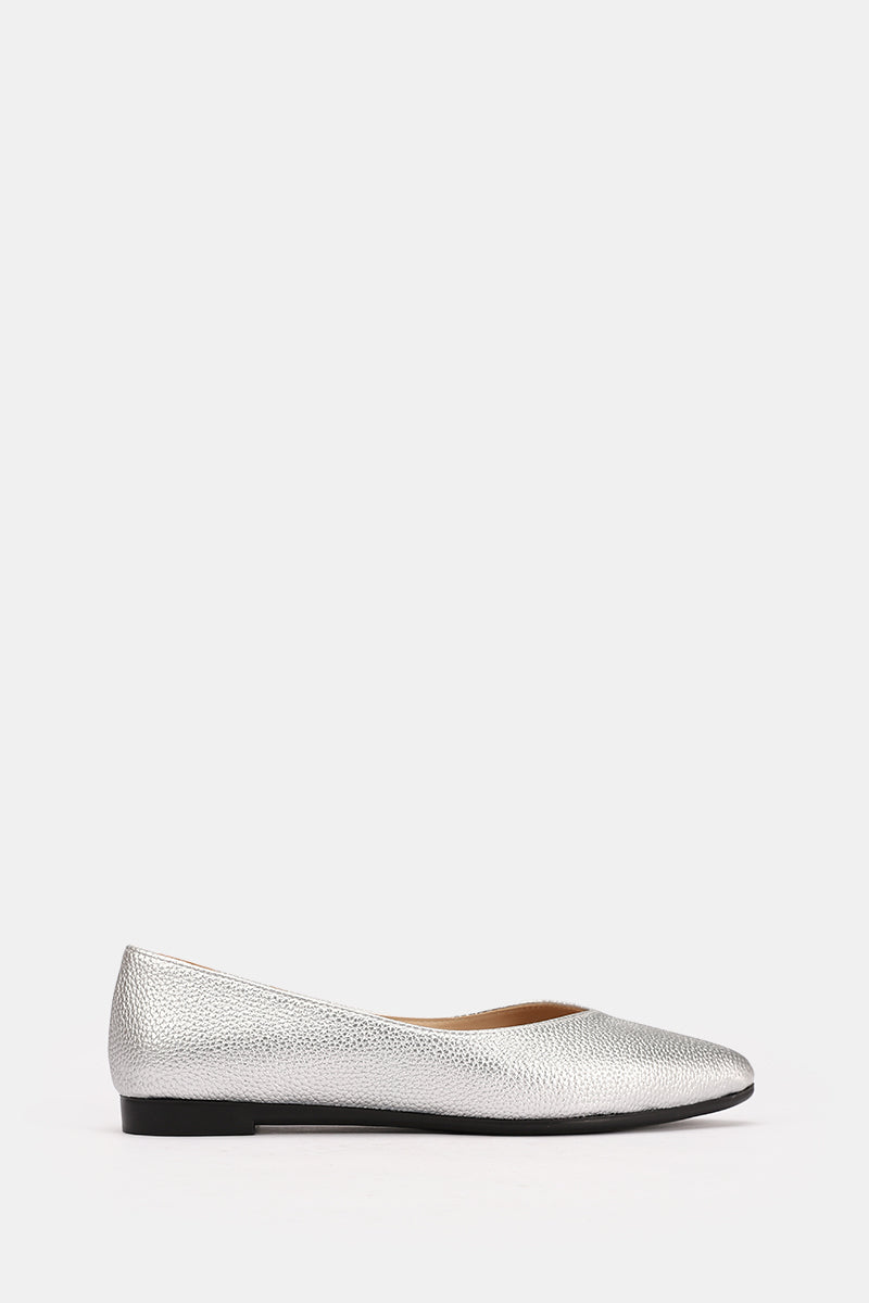 SILVER FLAT LEATHER BALLET