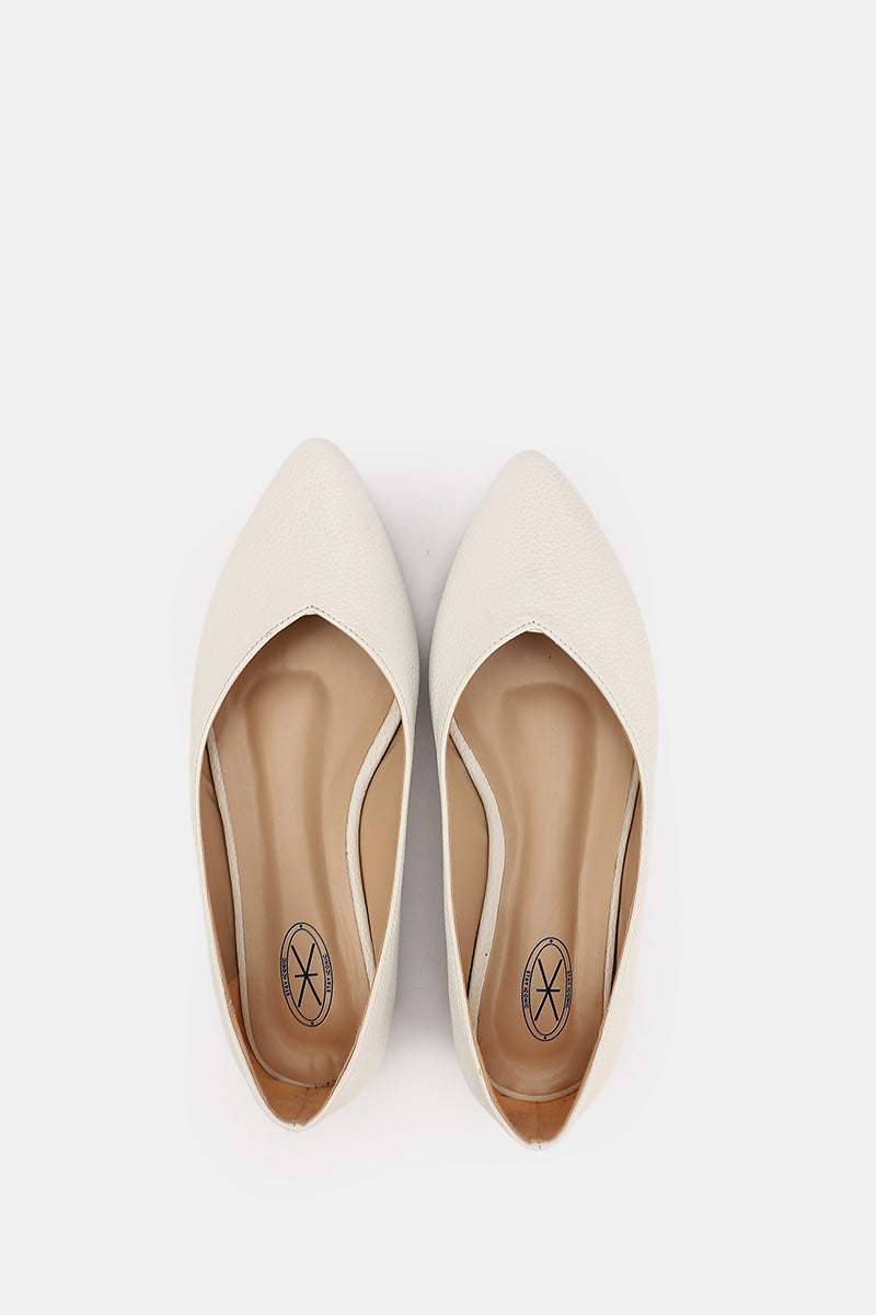WHITE FLAT LEATHER BALLET