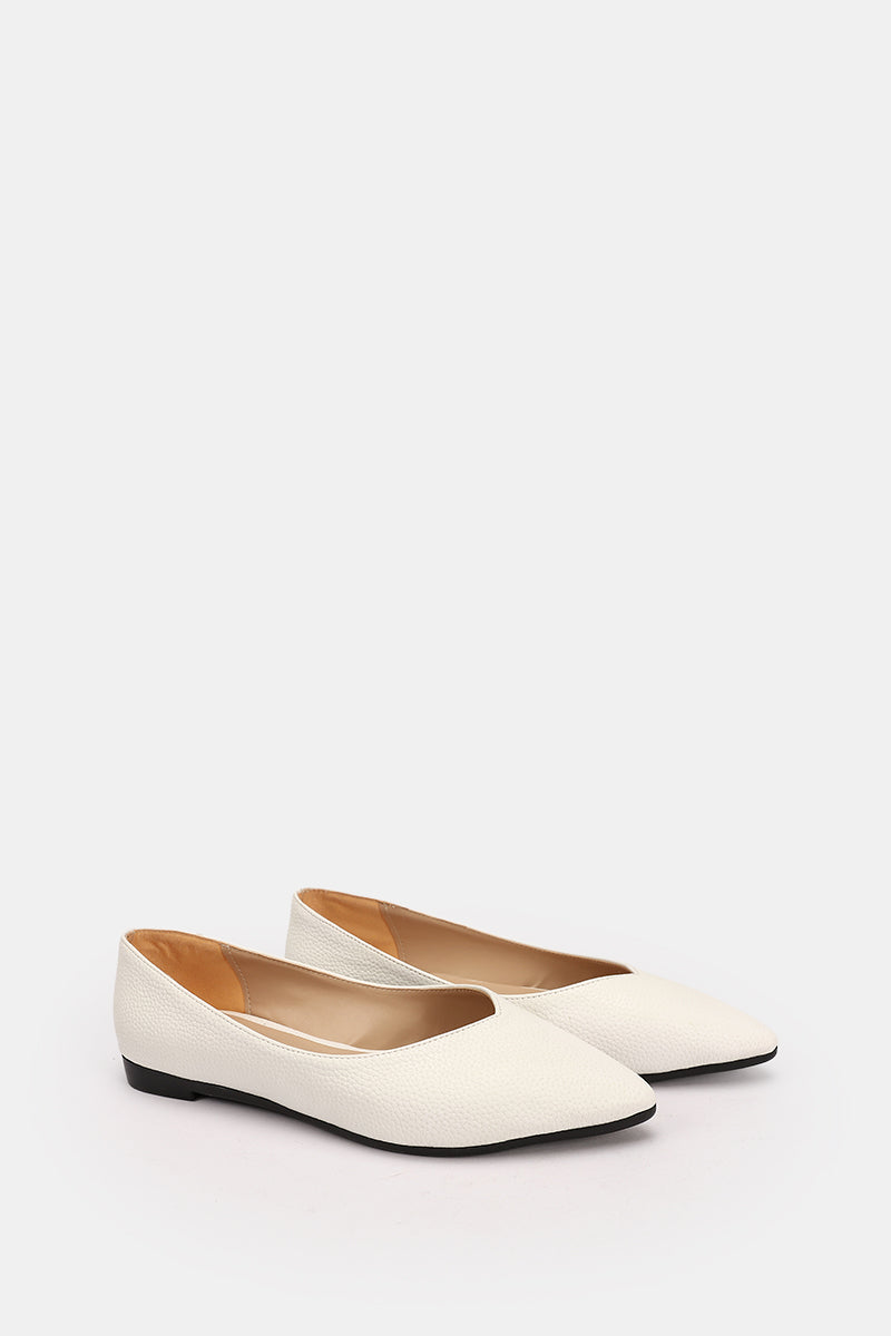 WHITE FLAT LEATHER BALLET