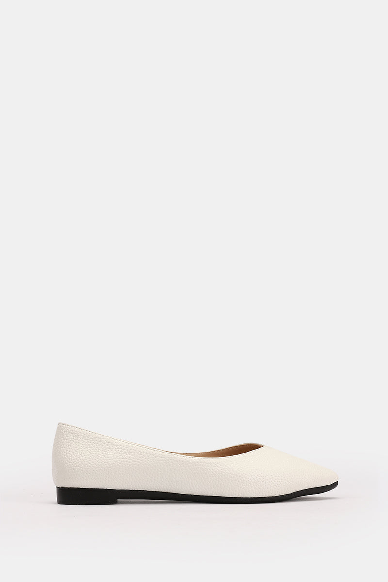 WHITE FLAT LEATHER BALLET