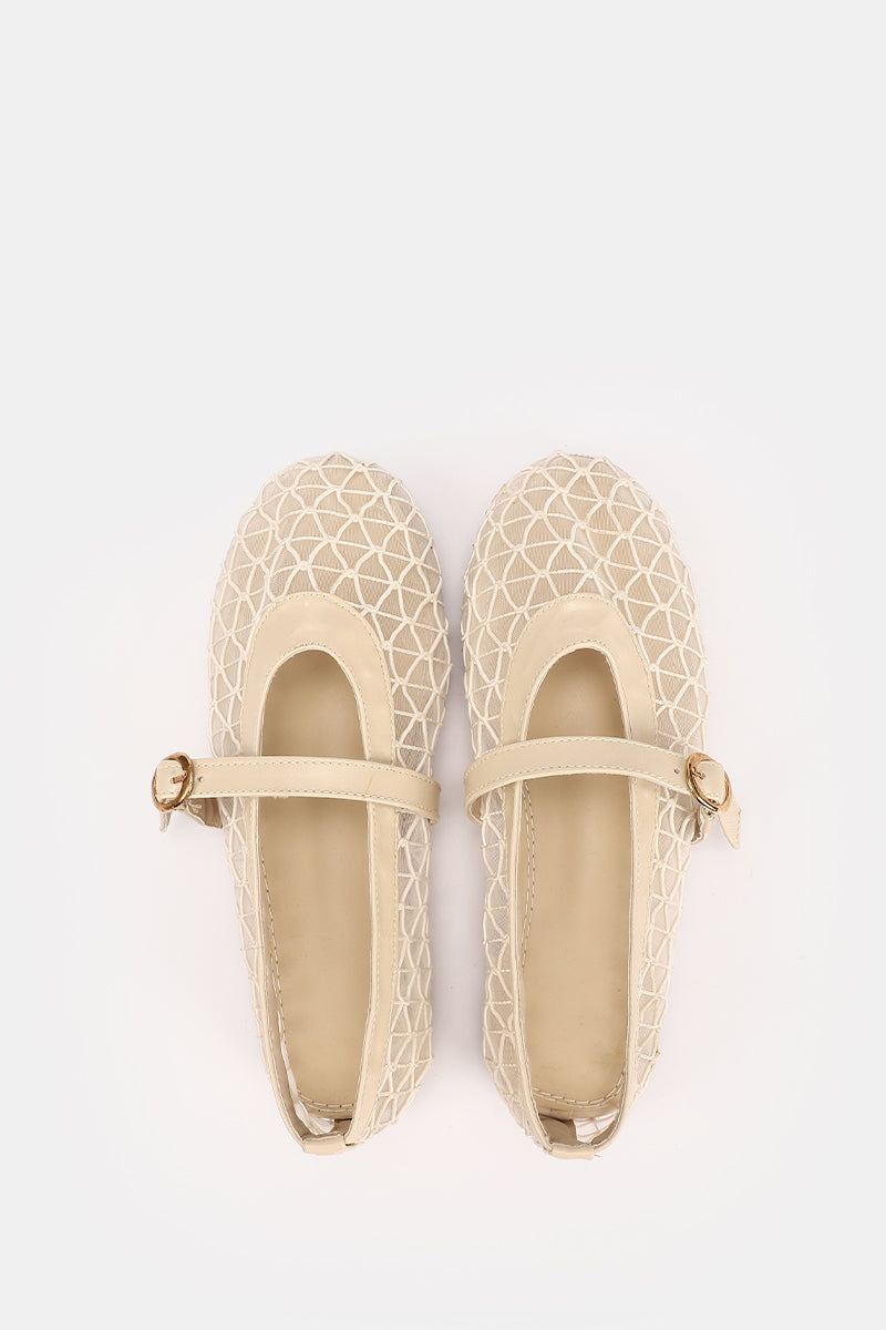 DIAMOND BEIGE MESH BALLERINA