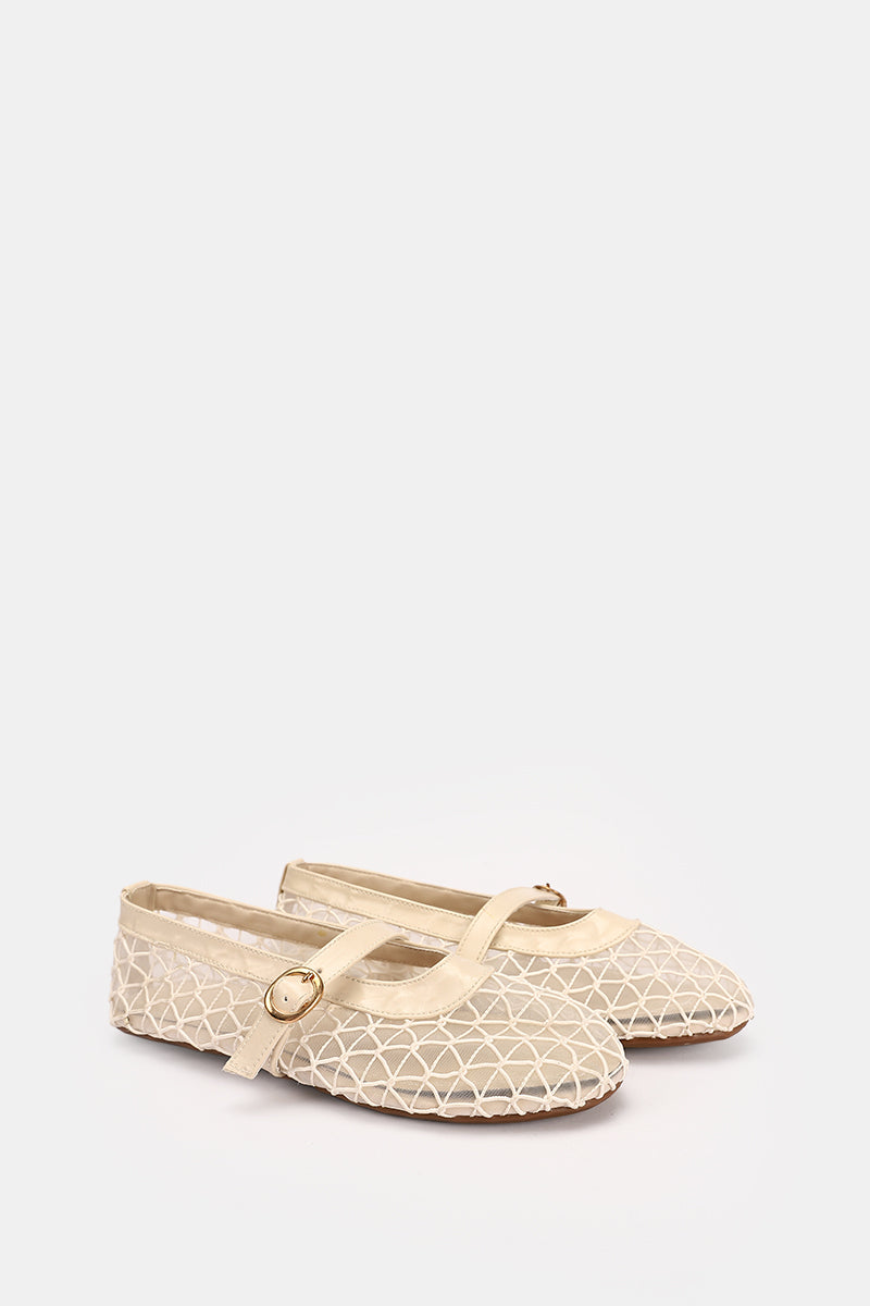 DIAMOND BEIGE MESH BALLERINA