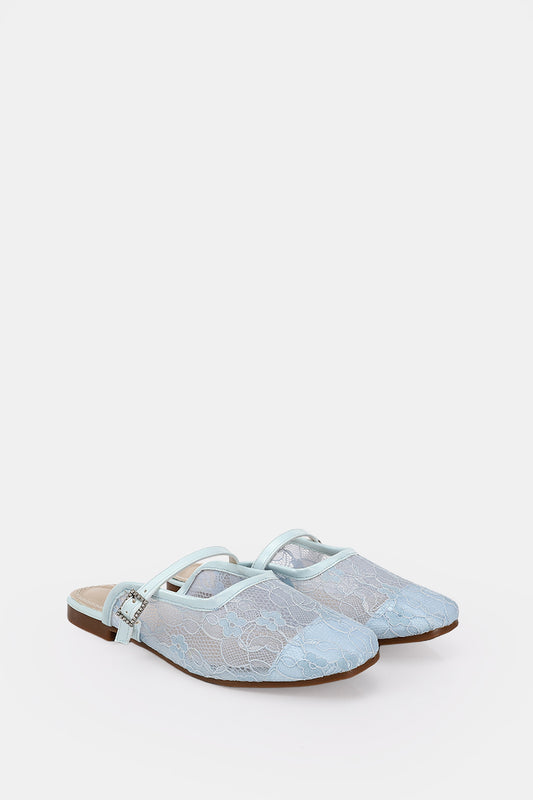 BLEU CIEL FLORAL MESH MULE