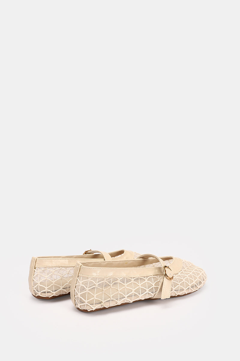 DIAMOND BEIGE MESH BALLERINA