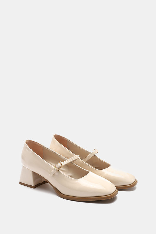 BEIGE MARY JANE PUMPS