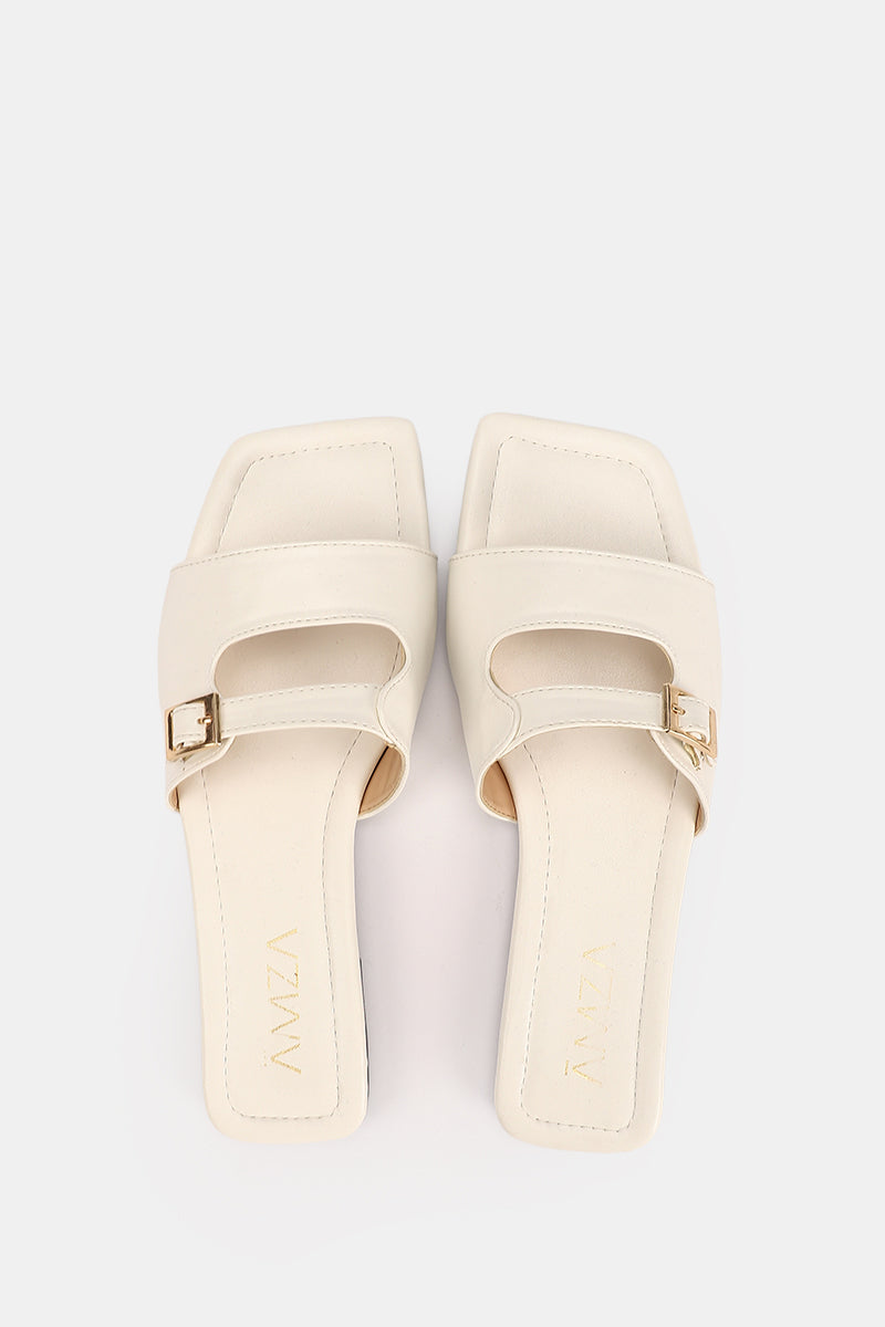 LEATHER CREAMY CUSHIONED SLIPPER