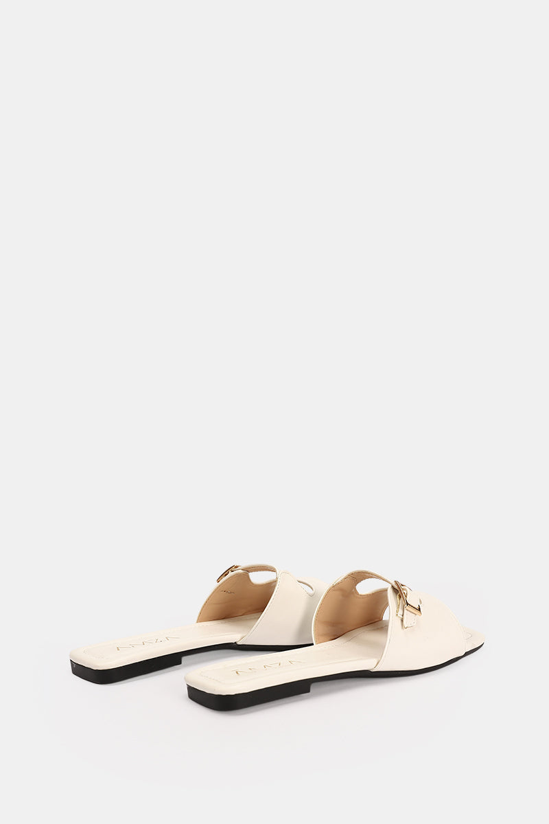 LEATHER CREAMY CUSHIONED SLIPPER