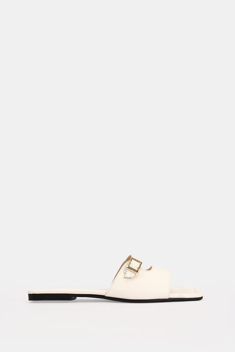 LEATHER CREAMY CUSHIONED SLIPPER
