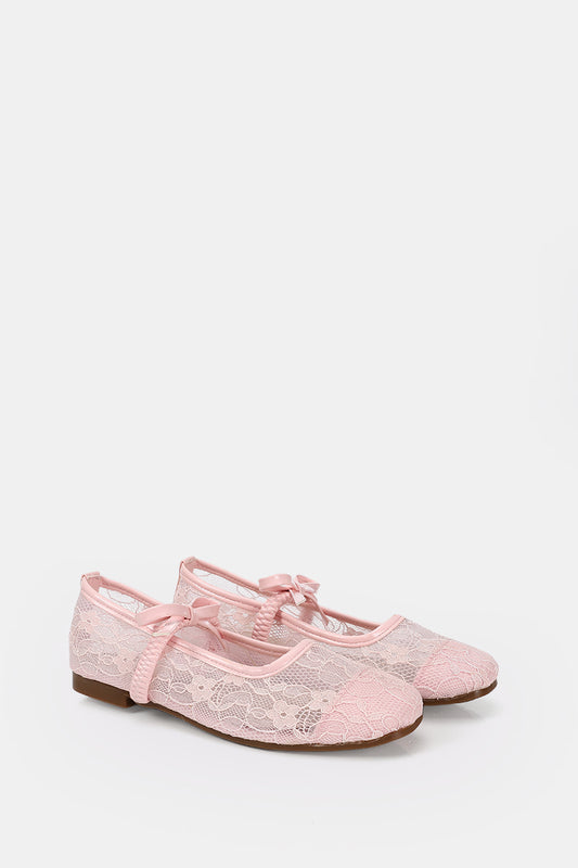 PINK FLORAL MESH BALLERINA