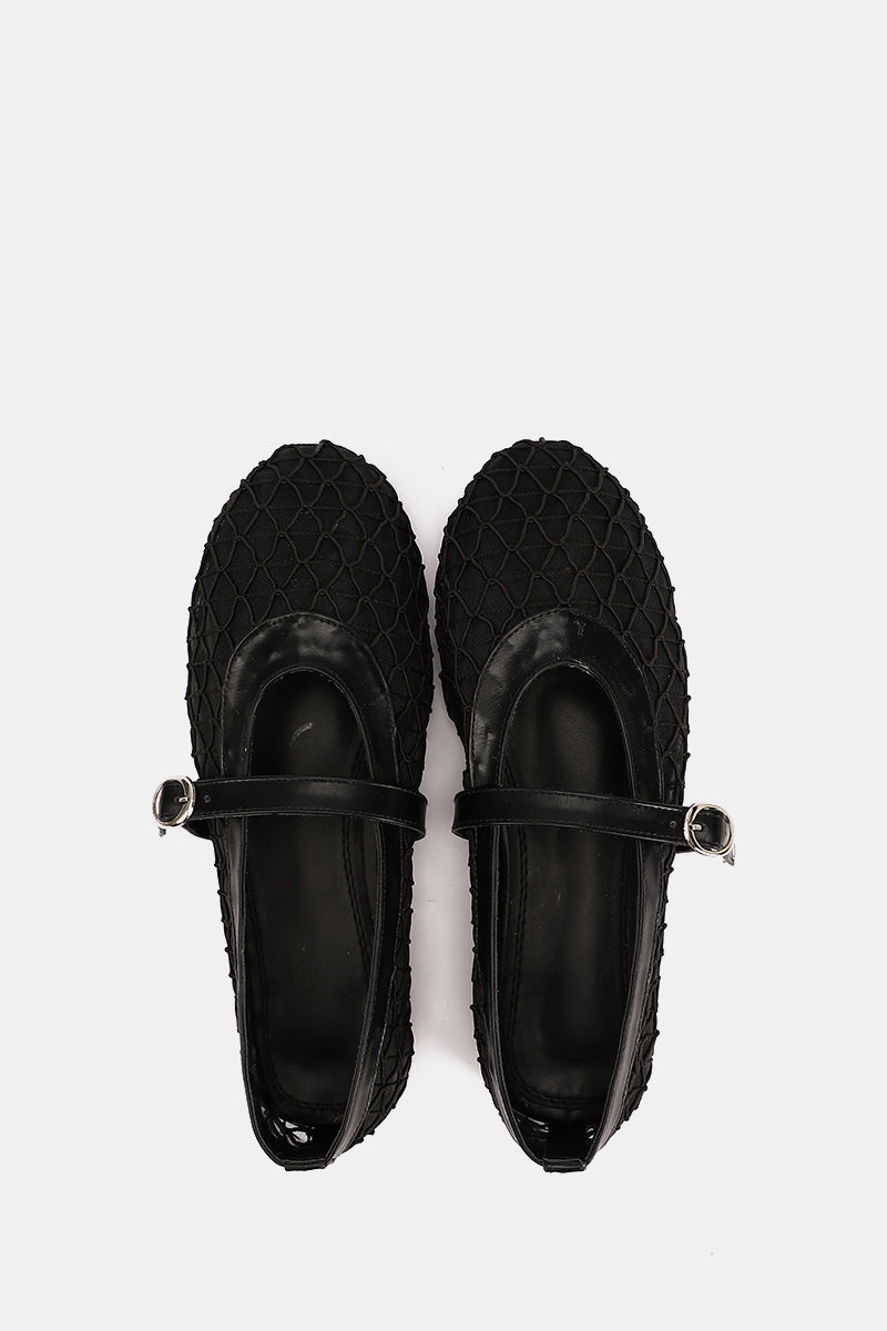 DIAMOND BLACK MESH BALLERINA