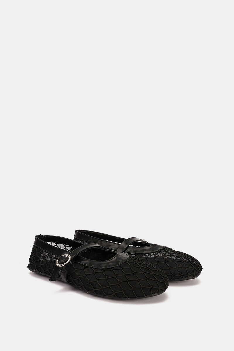 DIAMOND BLACK MESH BALLERINA