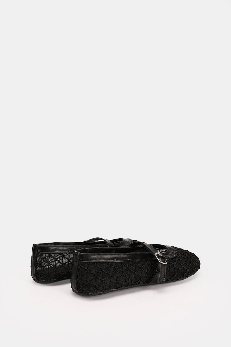 DIAMOND BLACK MESH BALLERINA