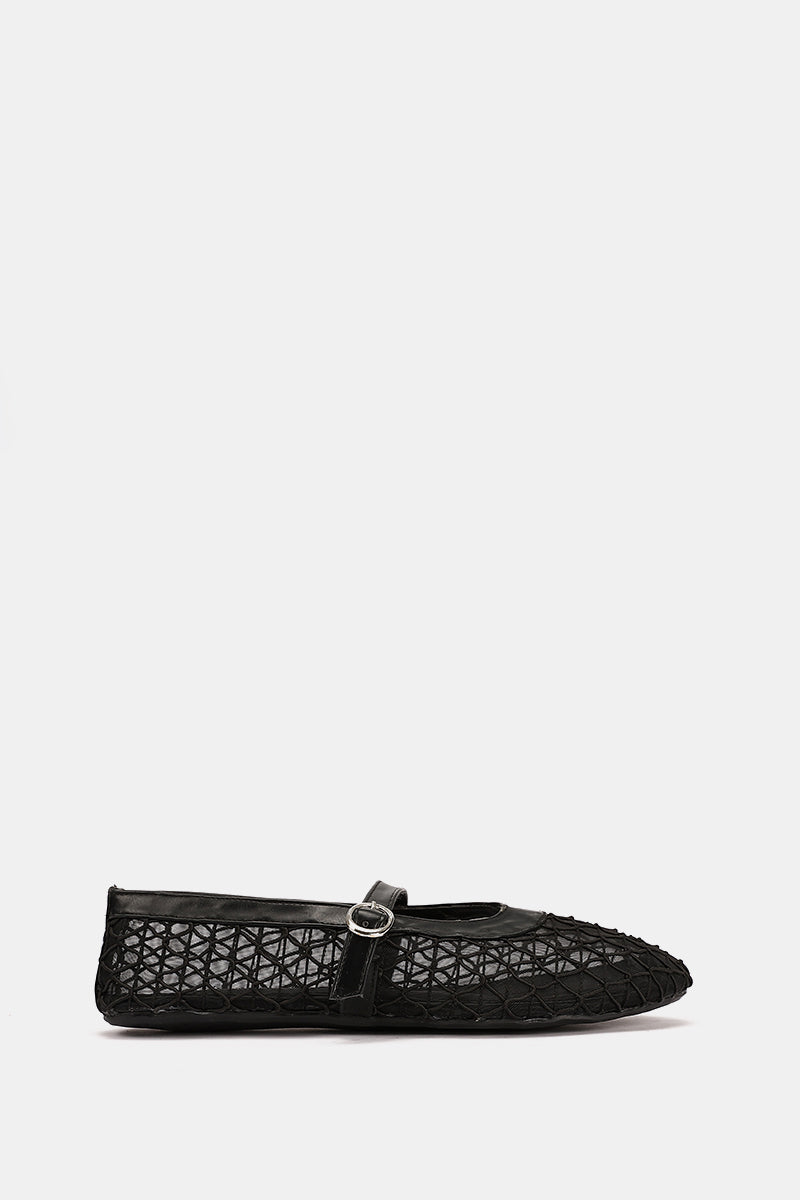 DIAMOND BLACK MESH BALLERINA