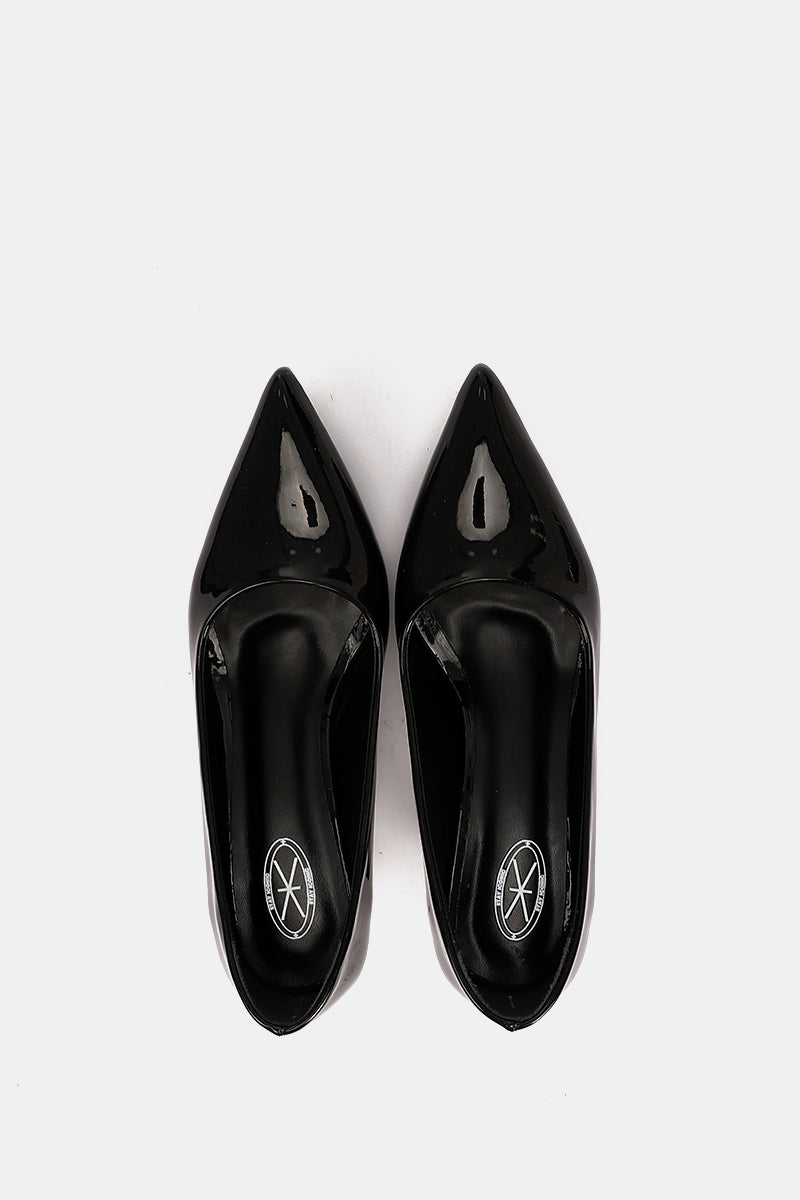 POINTED TOE BLACK VERNE KITTEN HEELS