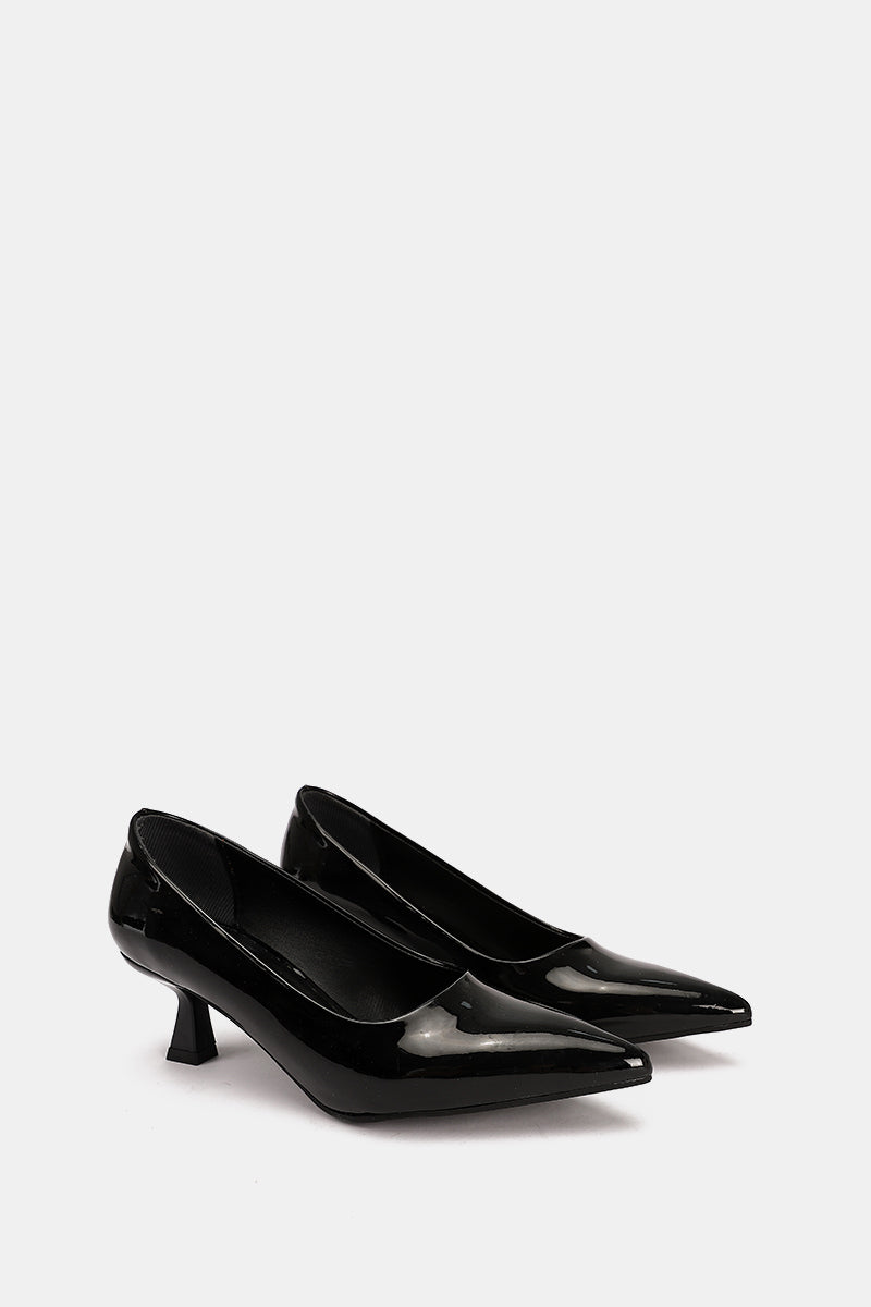 POINTED TOE BLACK VERNE KITTEN HEELS