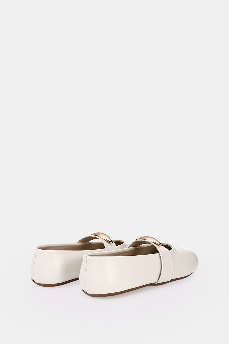 GOLD BUCKLE OFF WHITE MARY JANE