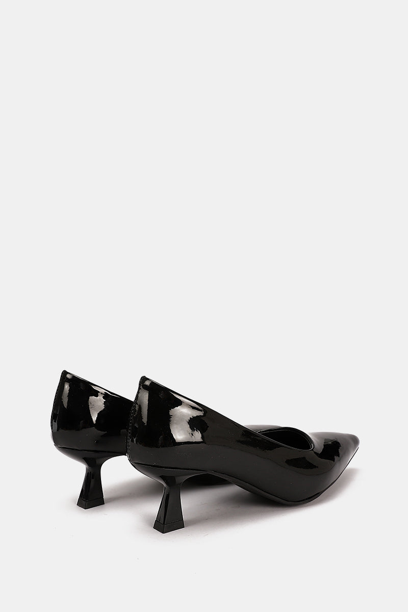 POINTED TOE BLACK VERNE KITTEN HEELS