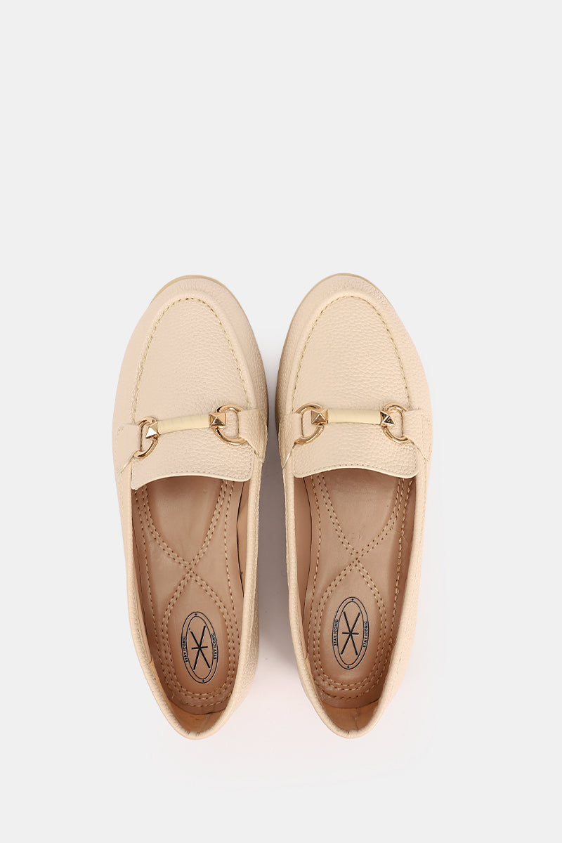 BEIGE CHAINED CUSHIONED LOAFER