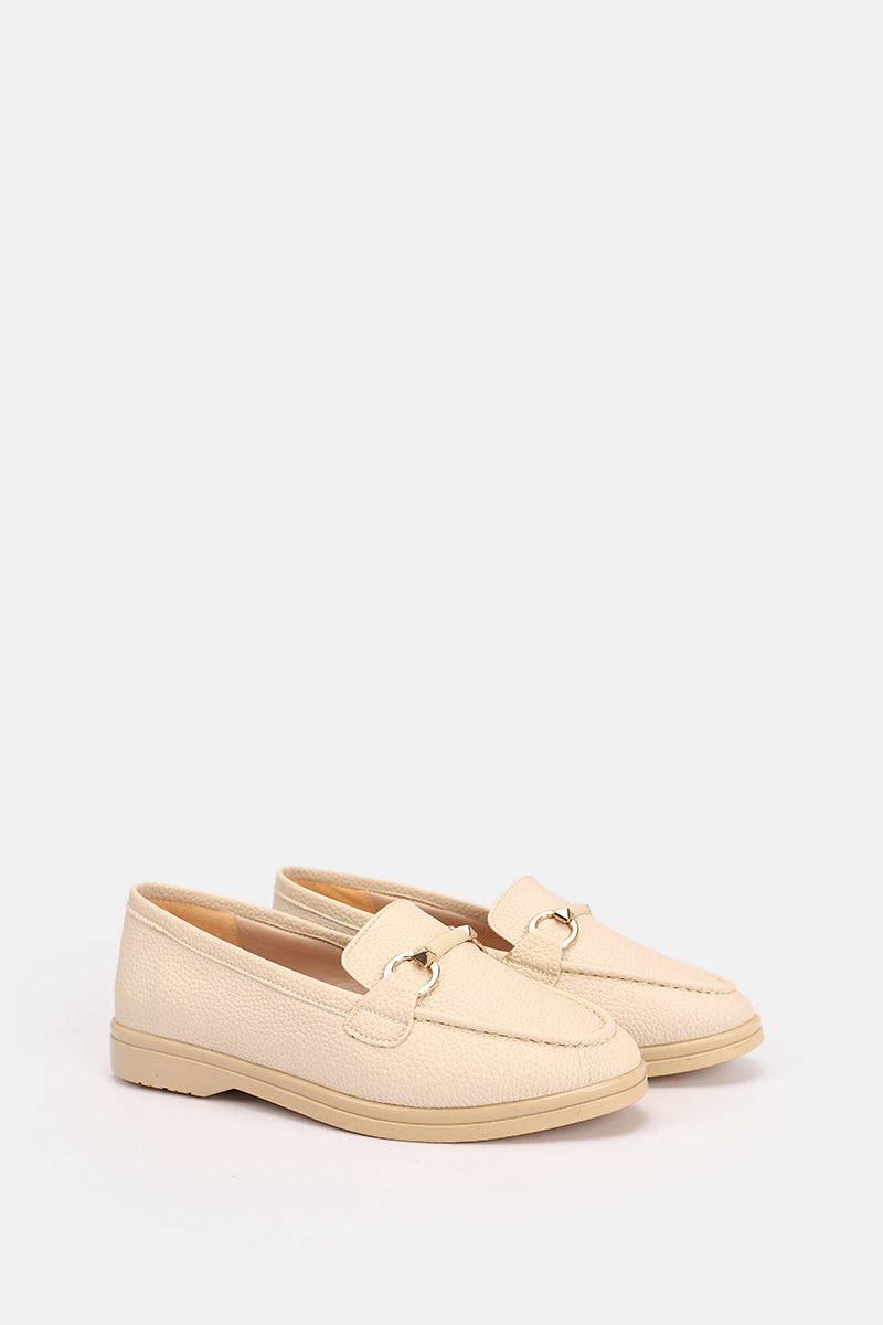 BEIGE CHAINED CUSHIONED LOAFER