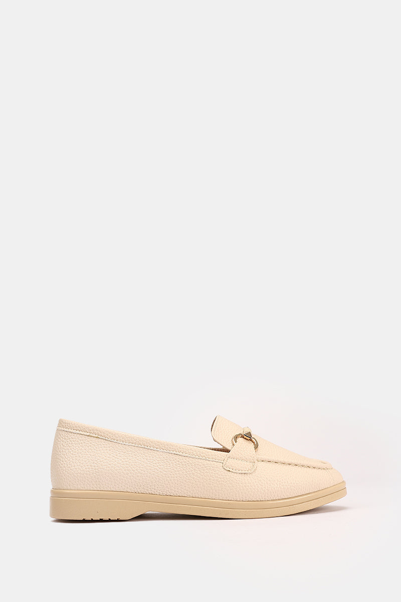 BEIGE CHAINED CUSHIONED LOAFER