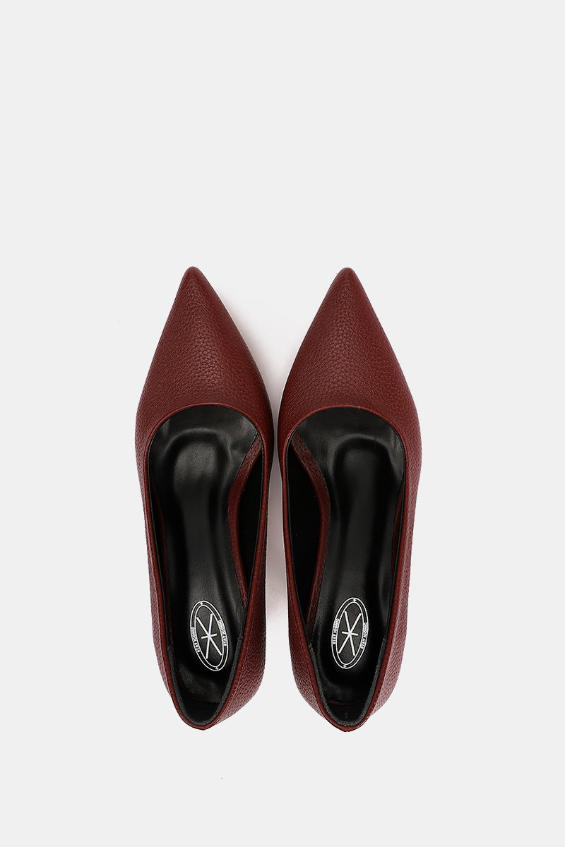POINTED TOE BURGUNDY KITTEN HEELS