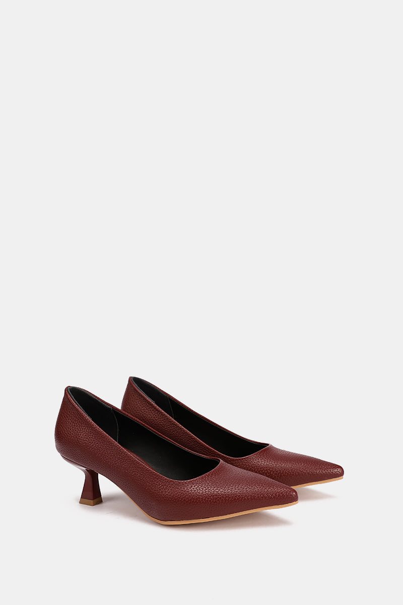 POINTED TOE BURGUNDY KITTEN HEELS