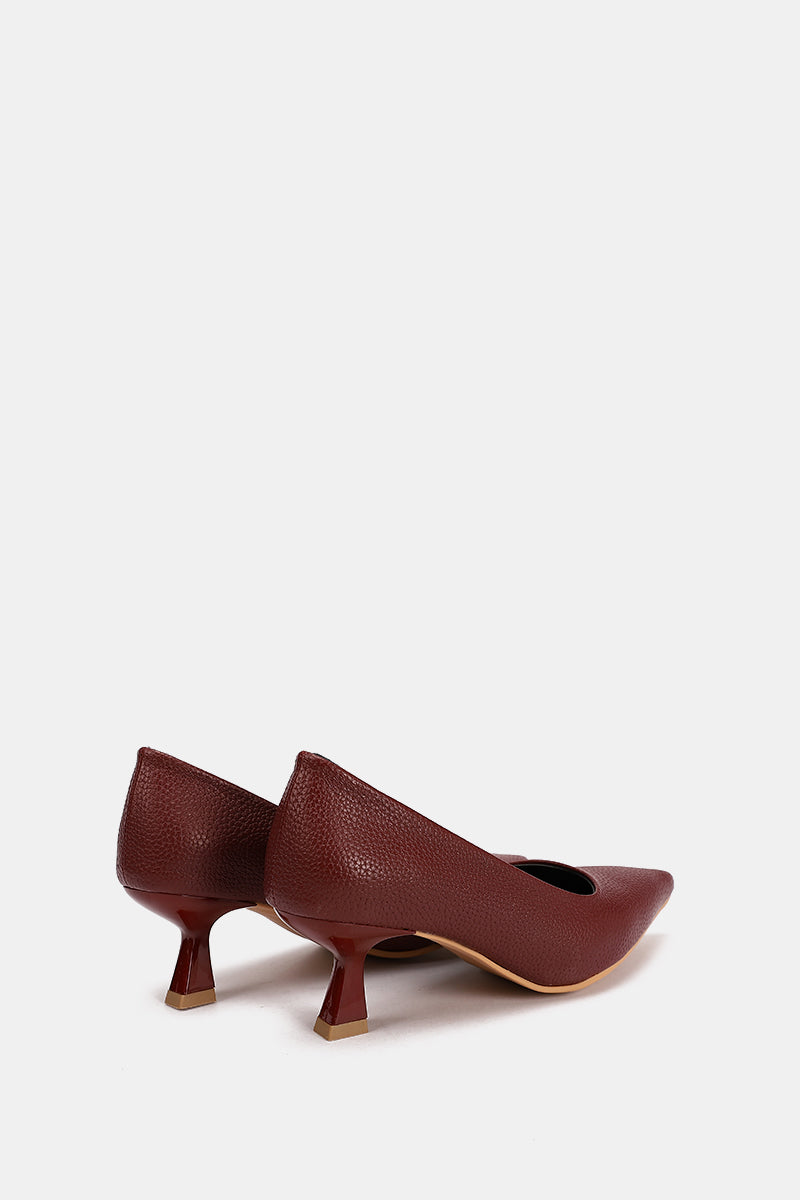 POINTED TOE BURGUNDY KITTEN HEELS