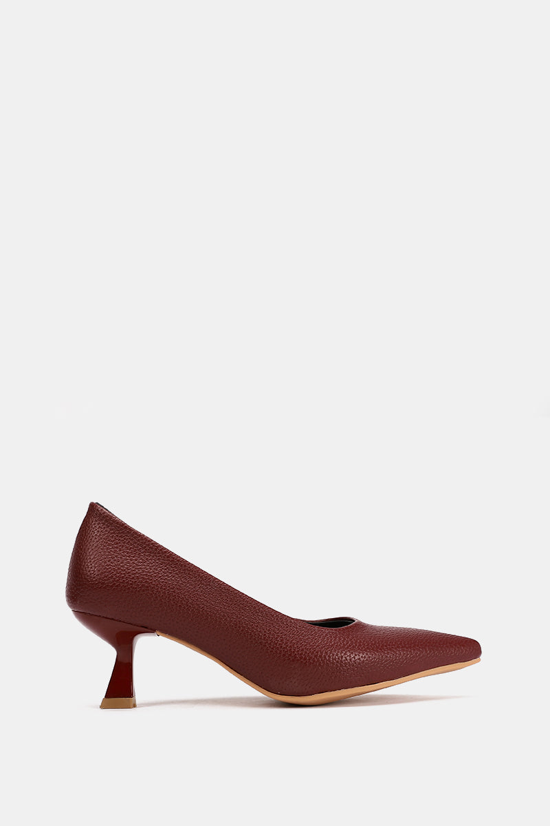 POINTED TOE BURGUNDY KITTEN HEELS