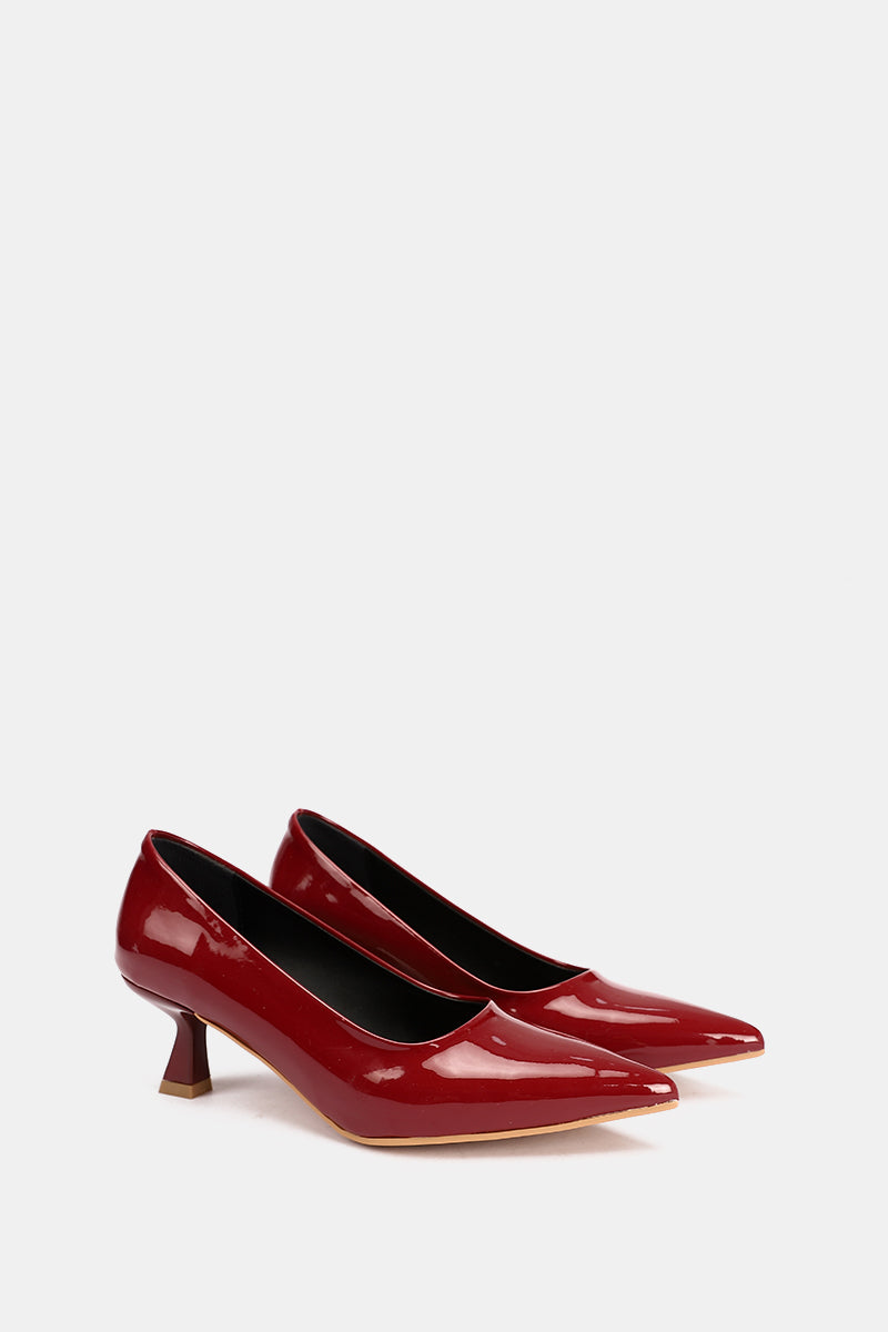 POINTED TOE BURGUNDY VERNE KITTEN HEELS