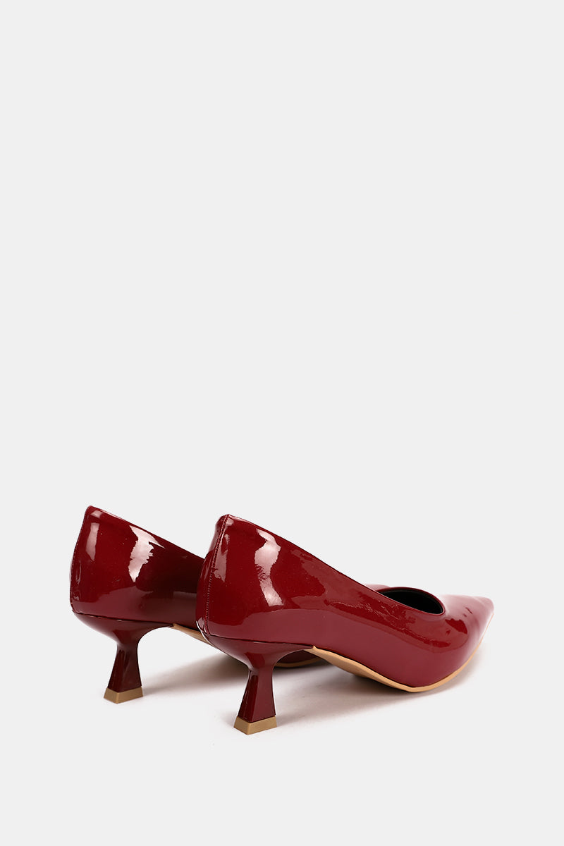 POINTED TOE BURGUNDY VERNE KITTEN HEELS