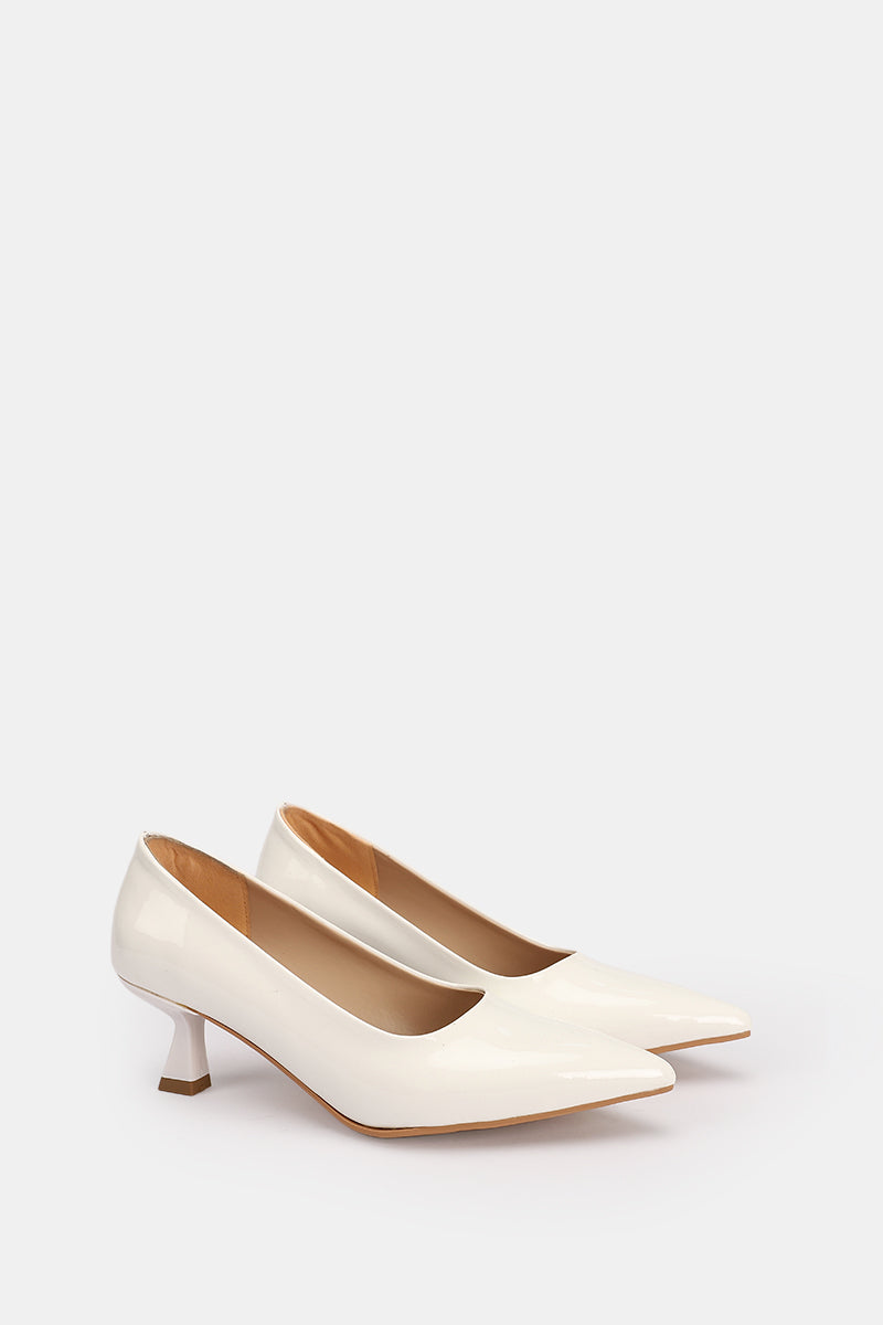 POINTED TOE WHITE KITTEN HEELS