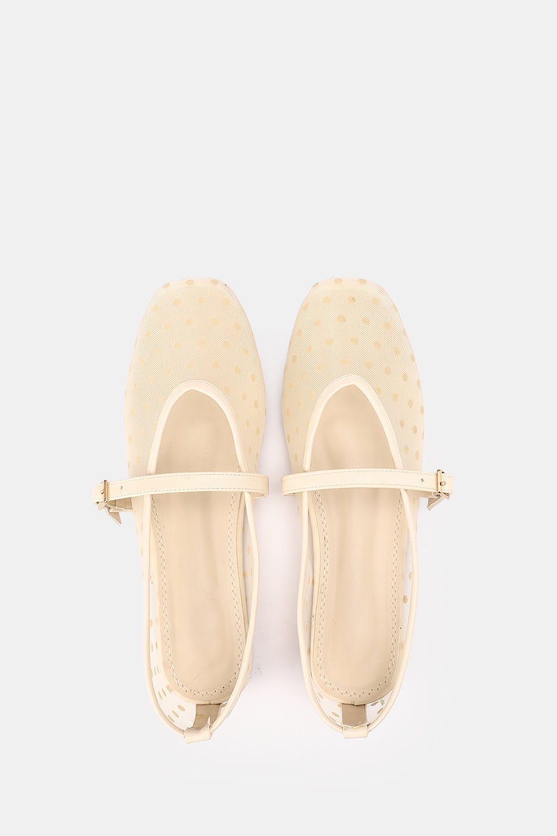 BEIGE DOTTED MESH MARY JANE