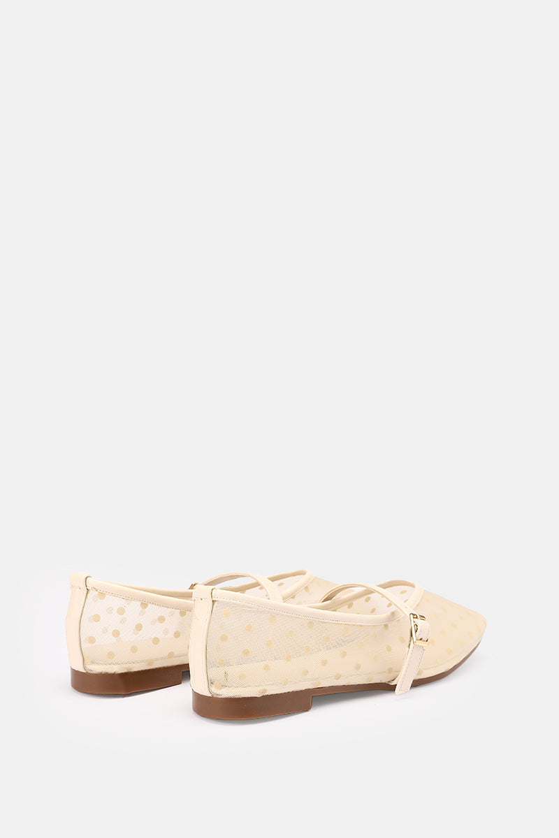 BEIGE DOTTED MESH MARY JANE