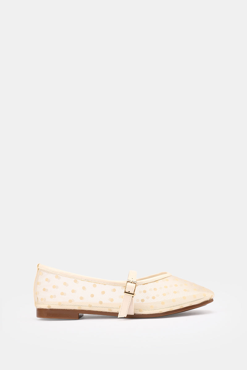 BEIGE DOTTED MESH MARY JANE