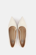 POINTED TOE WHITE TEXTURED KITTEN HEELS