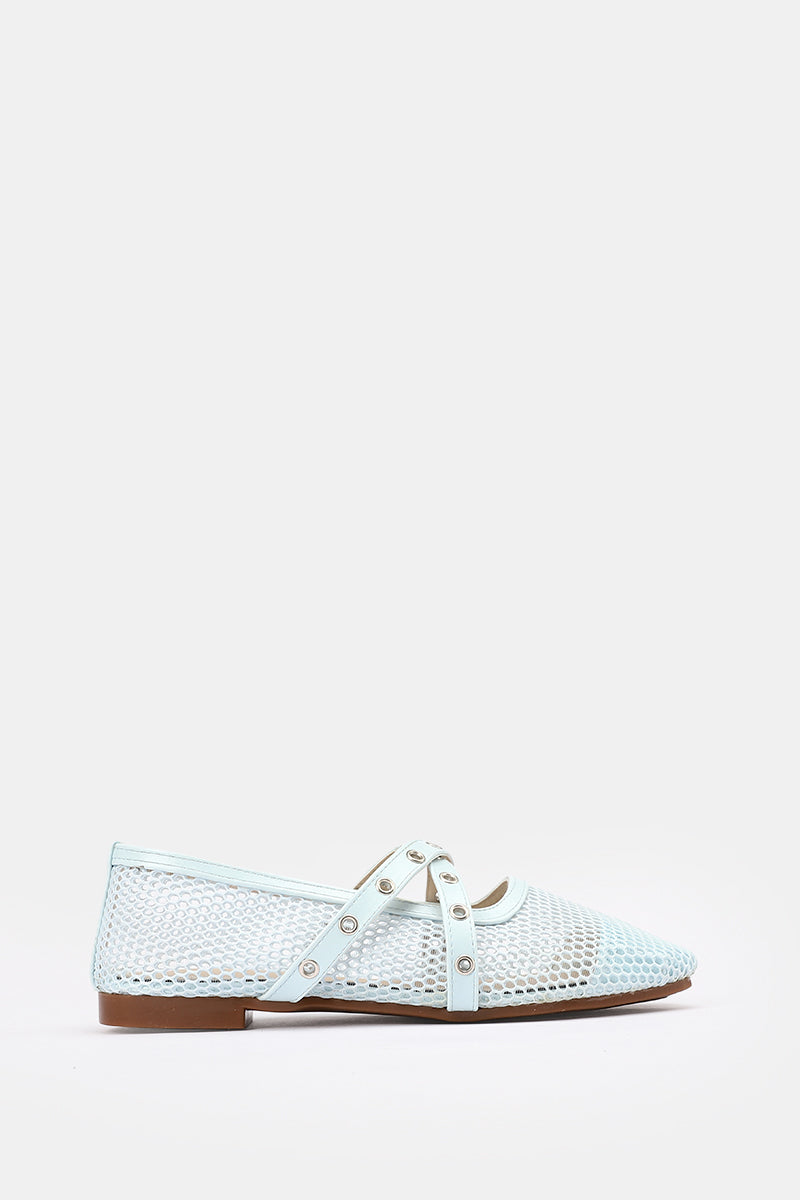 CROSS STRAP BLEU CIEL BALLERINA