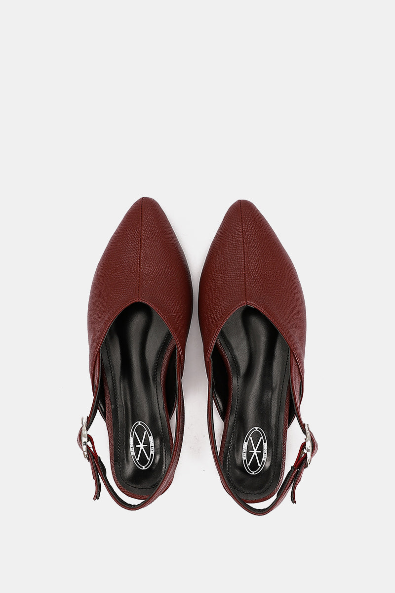 SLINGBACK BUCKLE BURGUNDY MULE