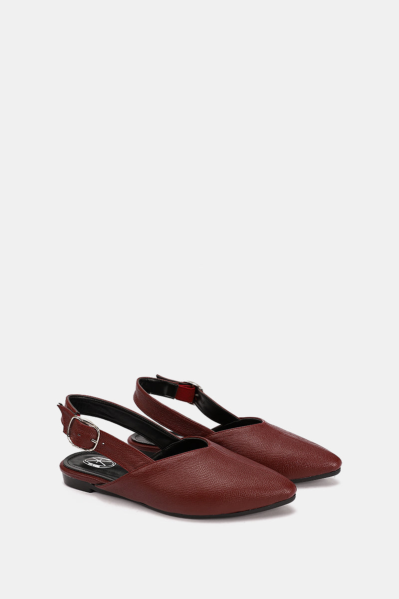 SLINGBACK BUCKLE BURGUNDY MULE