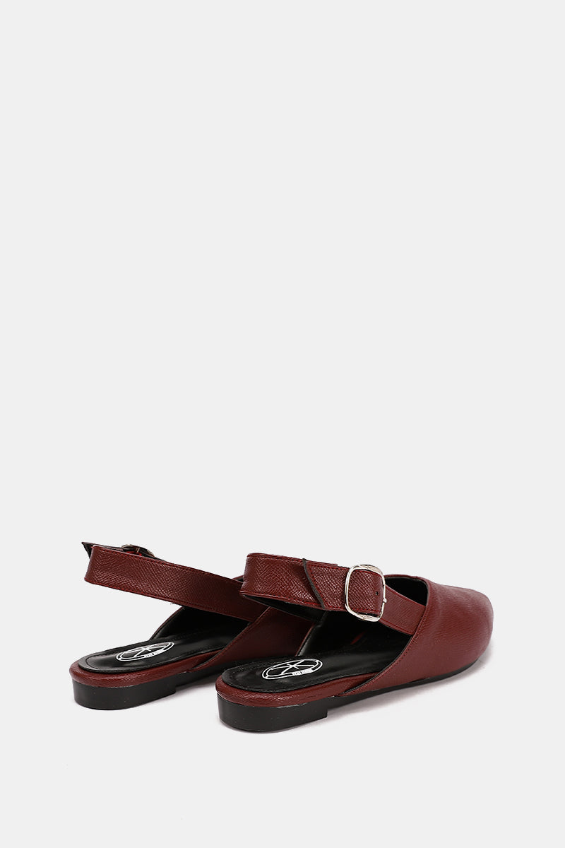 SLINGBACK BUCKLE BURGUNDY MULE