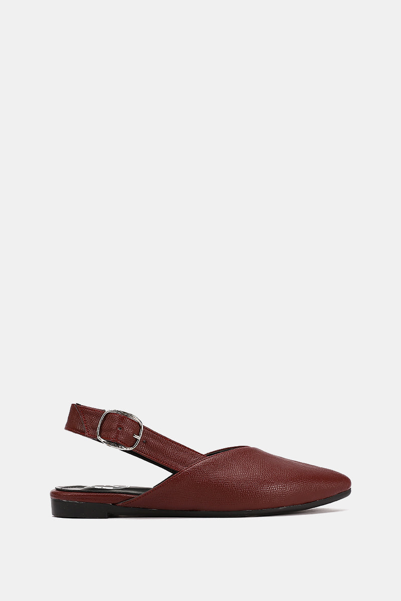 SLINGBACK BUCKLE BURGUNDY MULE