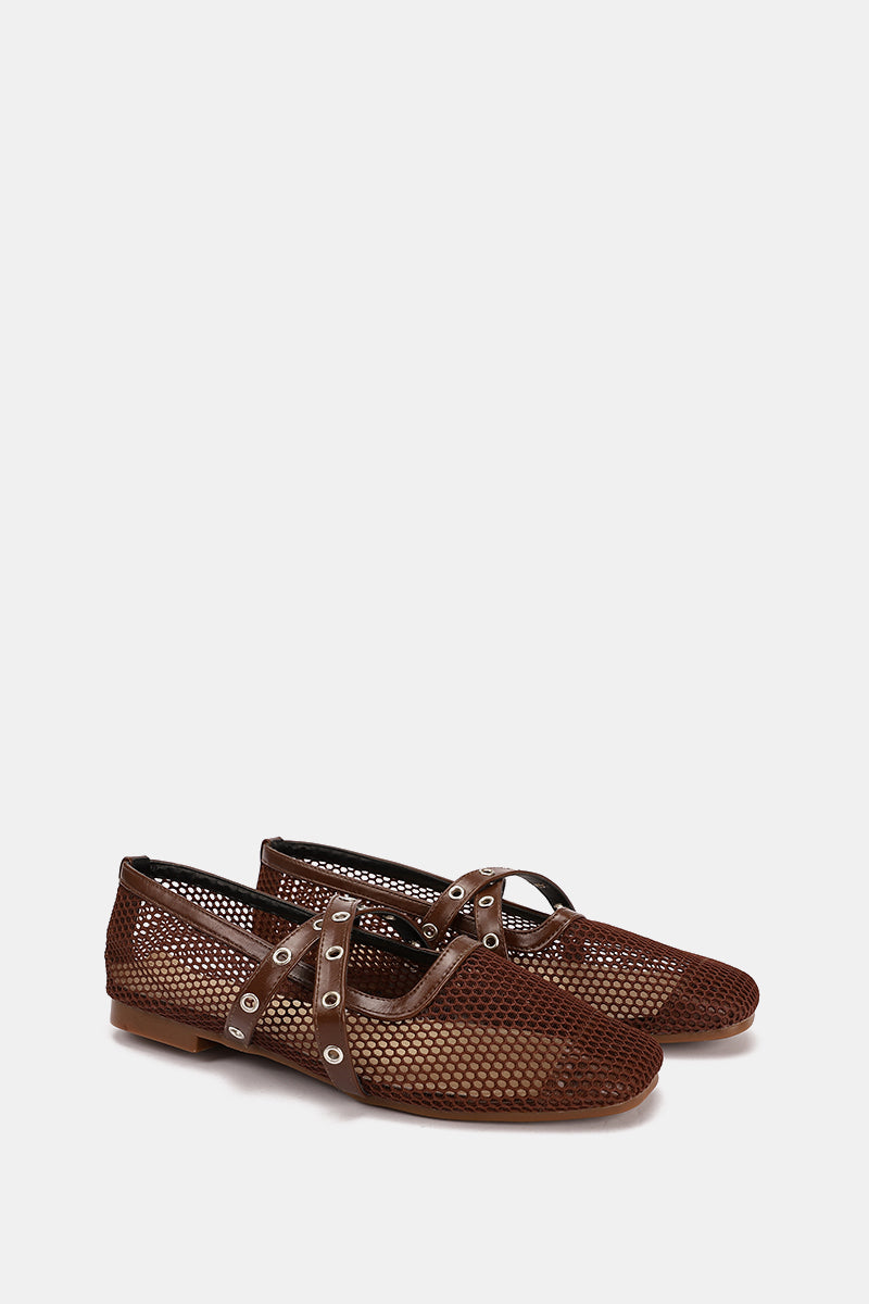 CROSS STRAP BROWN BALLERINA